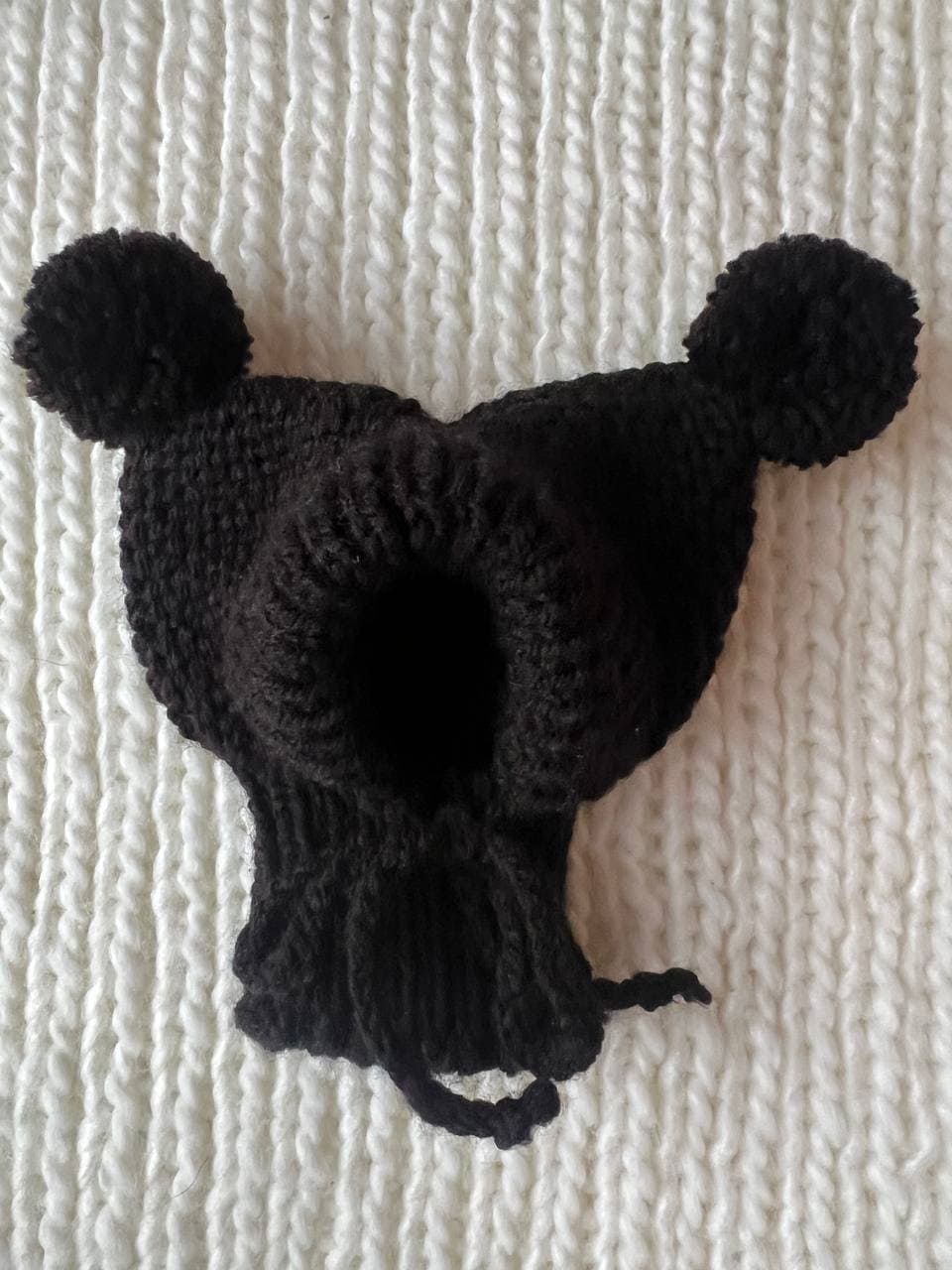 Knitted Hat for Small Dog Breeds with Covered Ears and Double Pom Poms