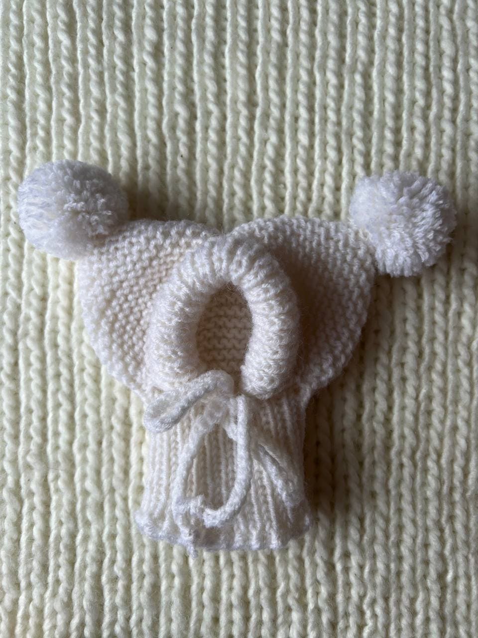 Knitted Hat for Small Dog Breeds with Covered Ears and Double Pom Poms