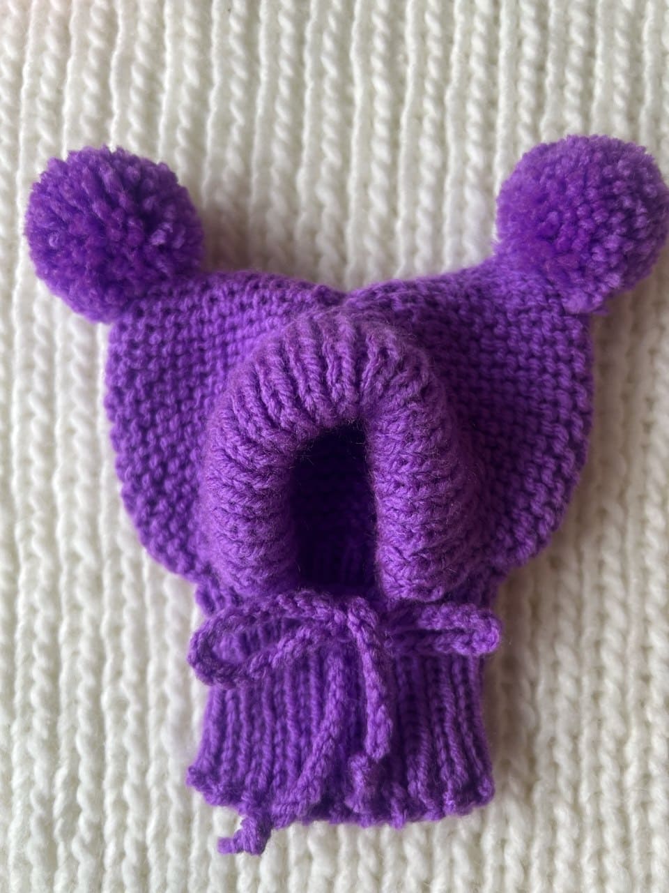 Knitted Hat for Small Dog Breeds with Covered Ears and Double Pom Poms