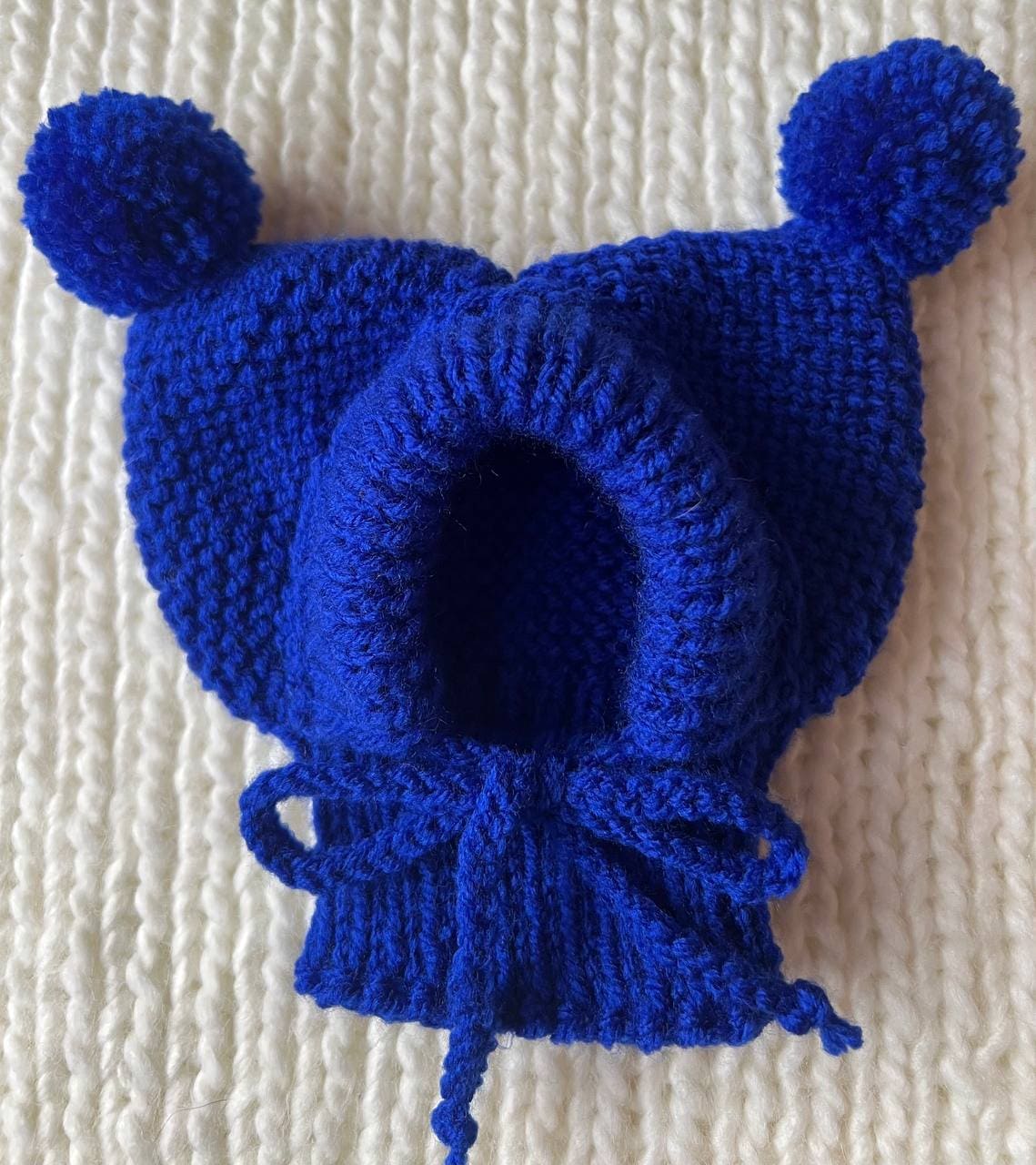 Knitted Hat for Small Dog Breeds with Covered Ears and Double Pom Poms