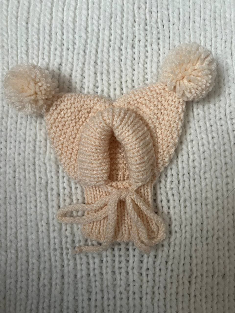 Knitted Hat for Small Dog Breeds with Covered Ears and Double Pom Poms