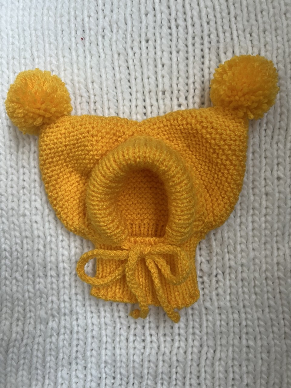 Knitted Hat for Small Dog Breeds with Covered Ears and Double Pom Poms